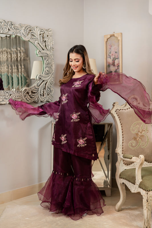 Elegant Maroon Kurti Set