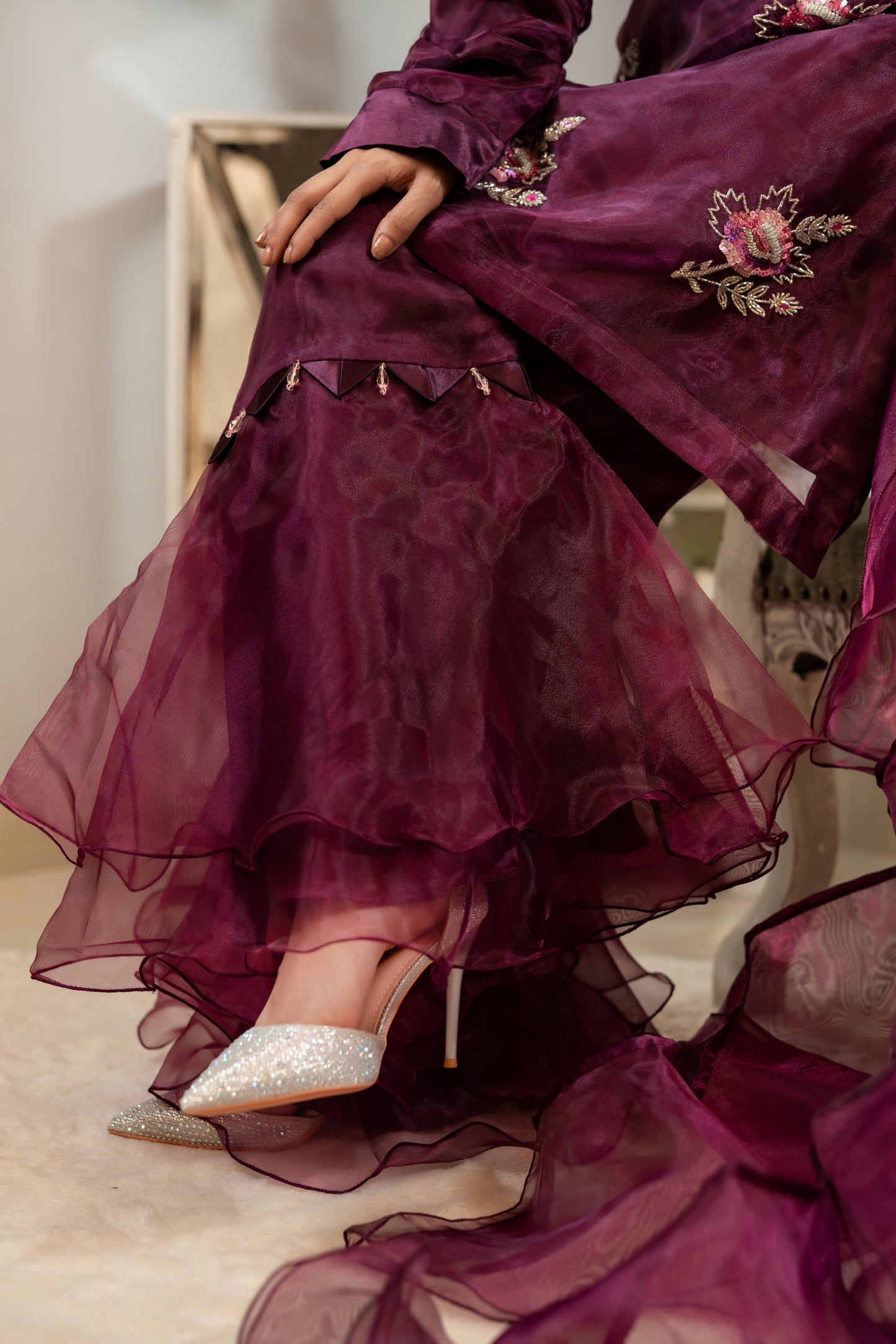Elegant Maroon Kurti Set