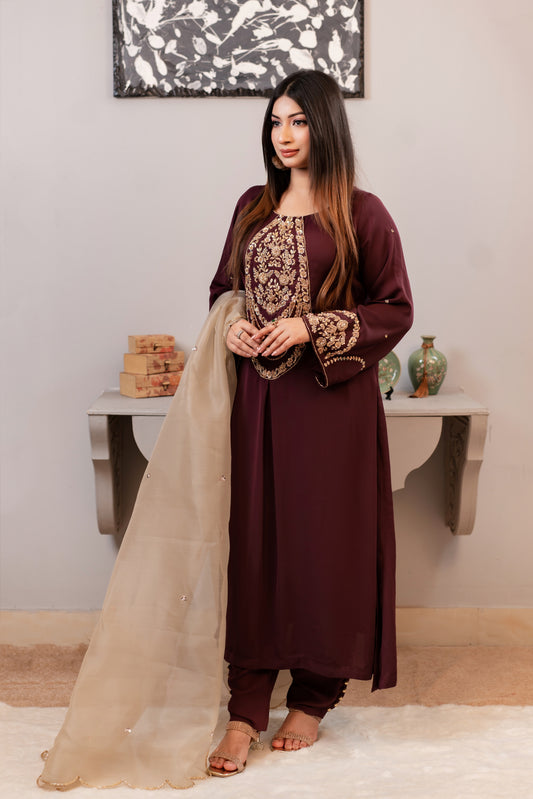 Plum Luxe Ensemble Kurti Set