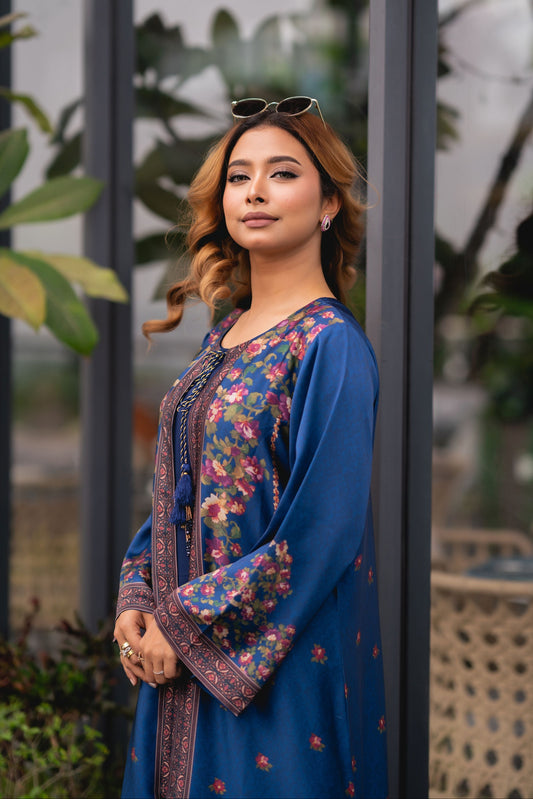 Midnight Bloom Printed Shrug Set