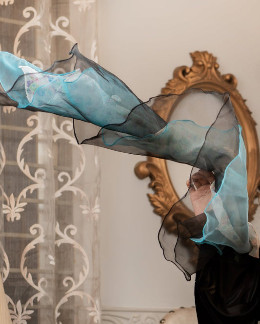 Ruffle Dupatta With Print Panel