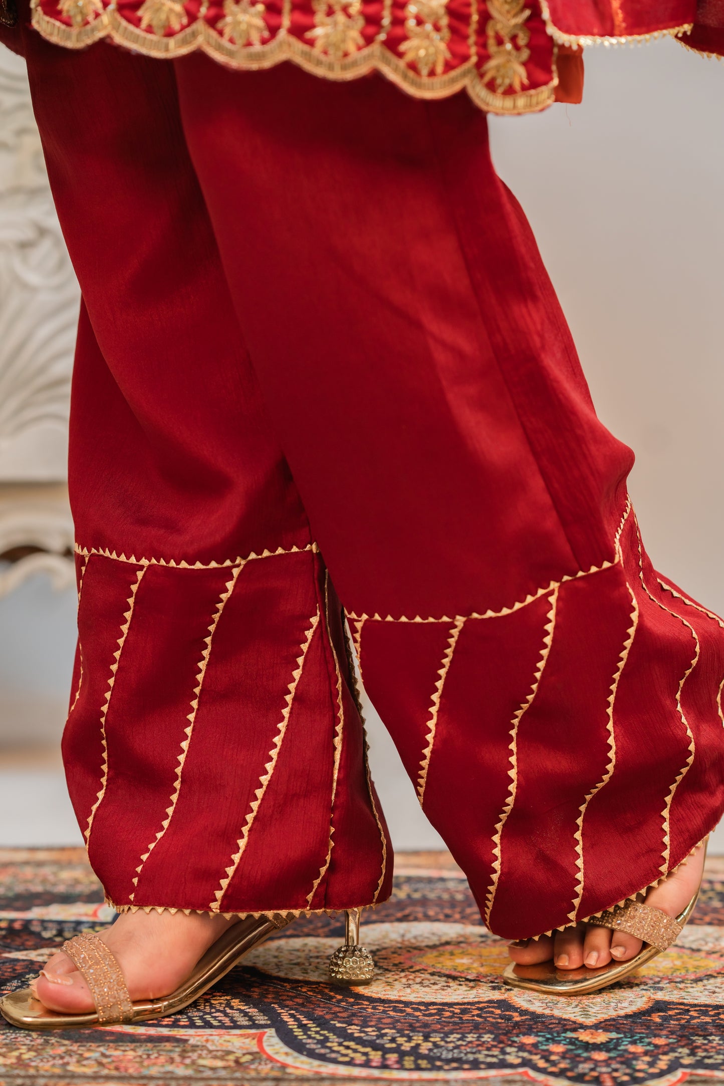 Rusty Maroon Short Kurti Set