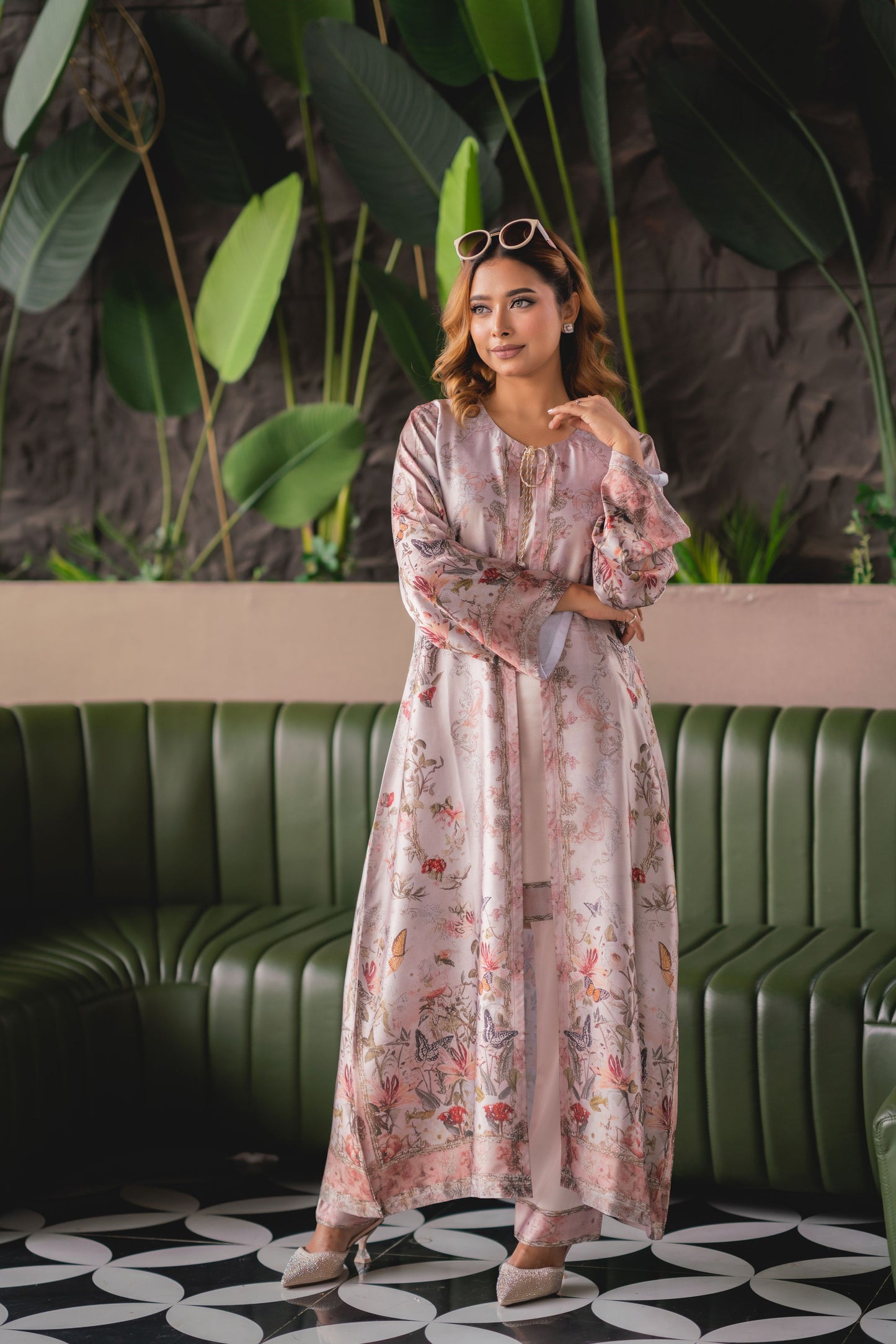 Blush Garden Printed Shrug Set
