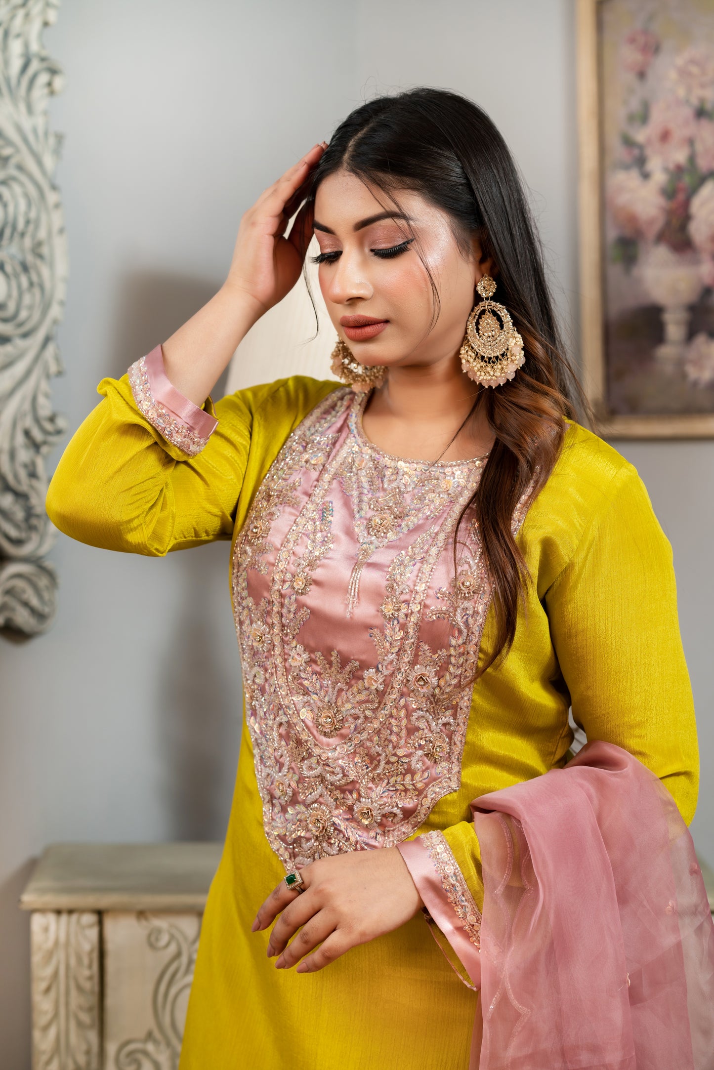 Vibrant Yellow Embroidered Kameez