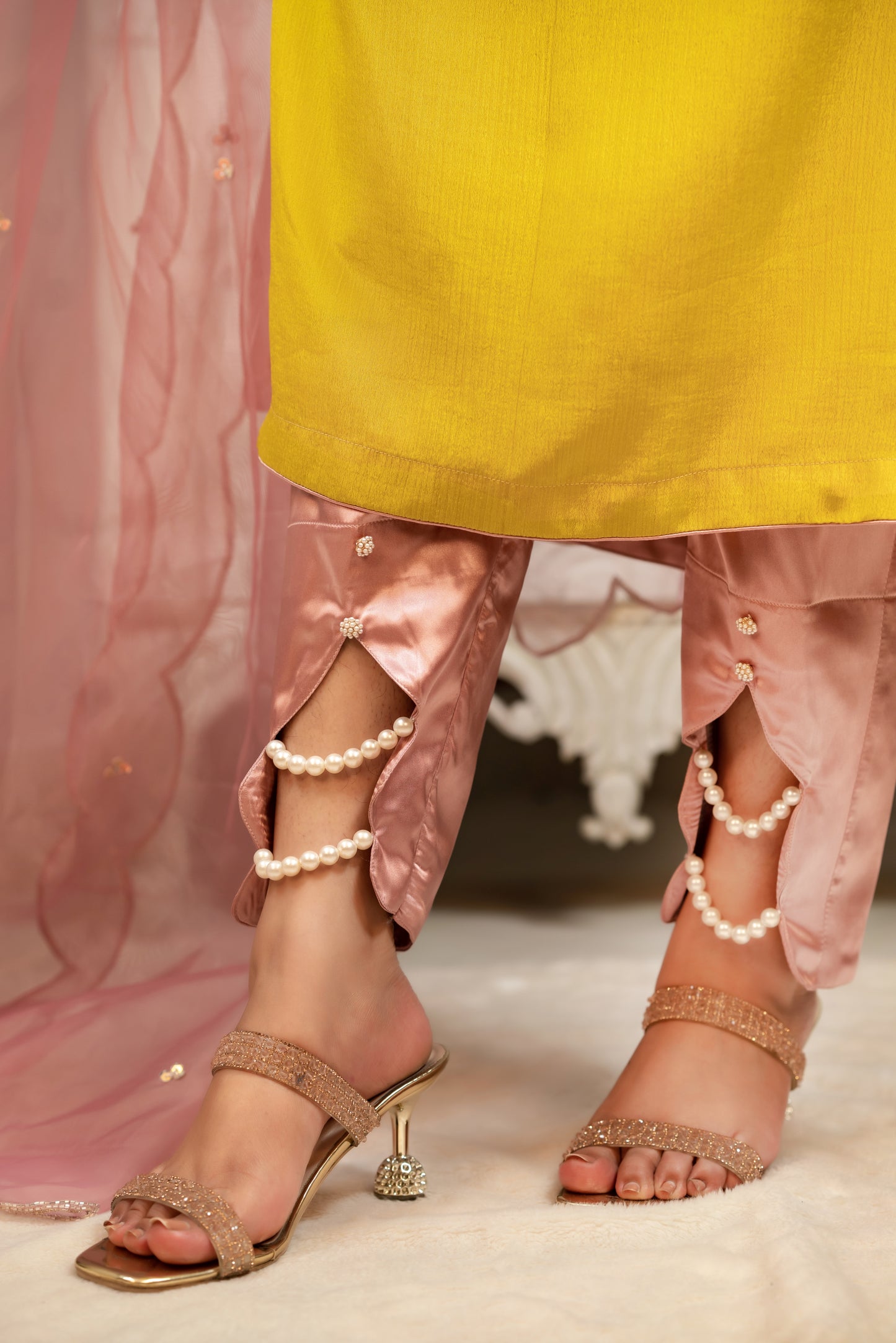 Vibrant Yellow Embroidered Kameez