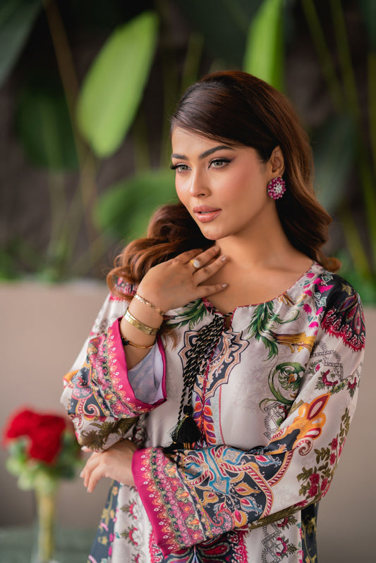 Crimson Paisley Luxe Long Kameez & Pant Set