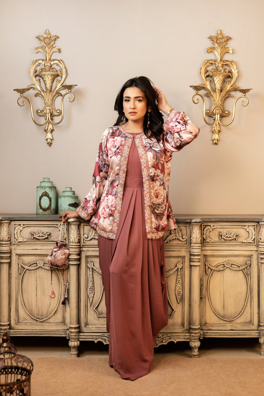 Taupe Karchupi Coaty Gown