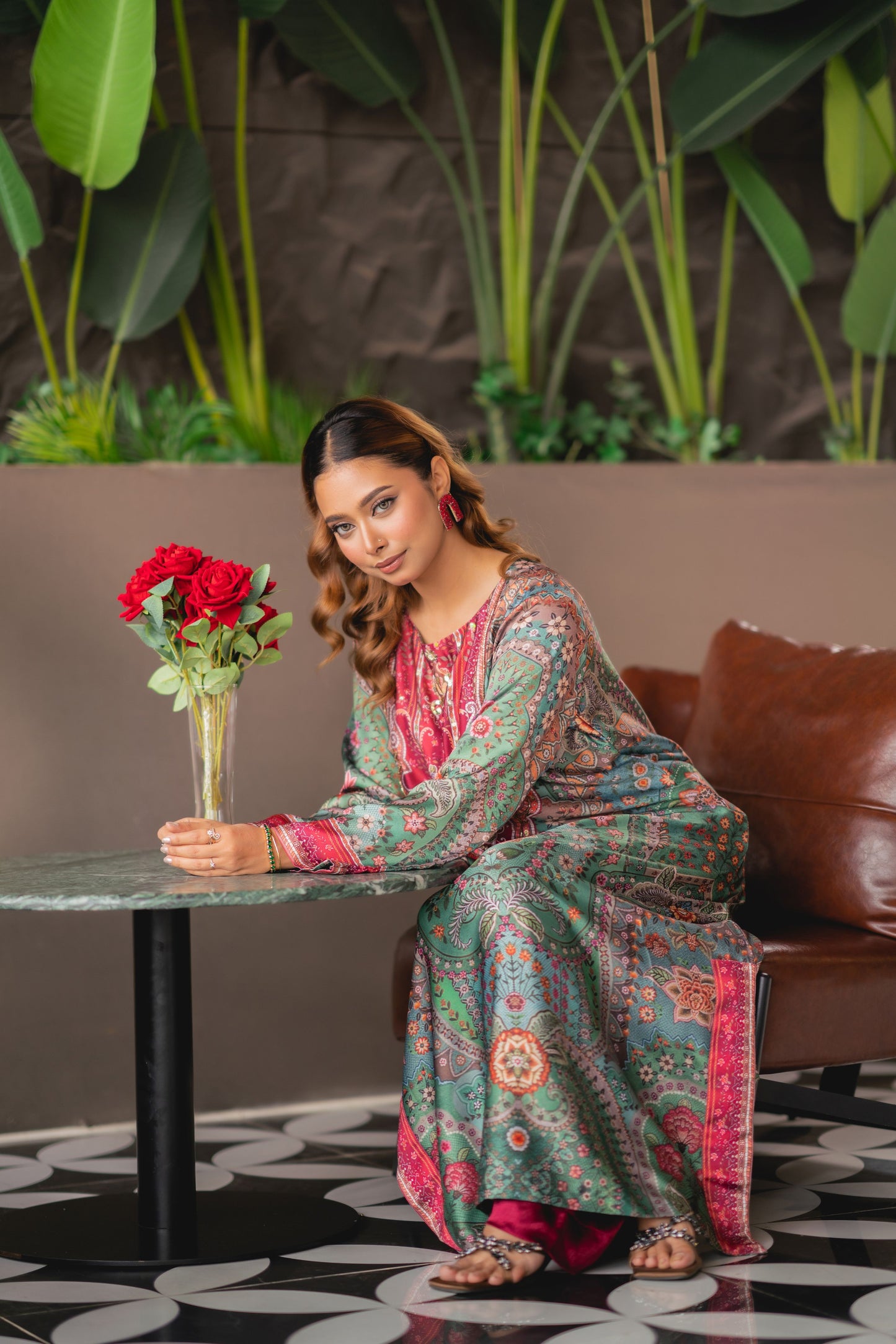 Verdant Heritage Luxe Long Kameez & Pant Set