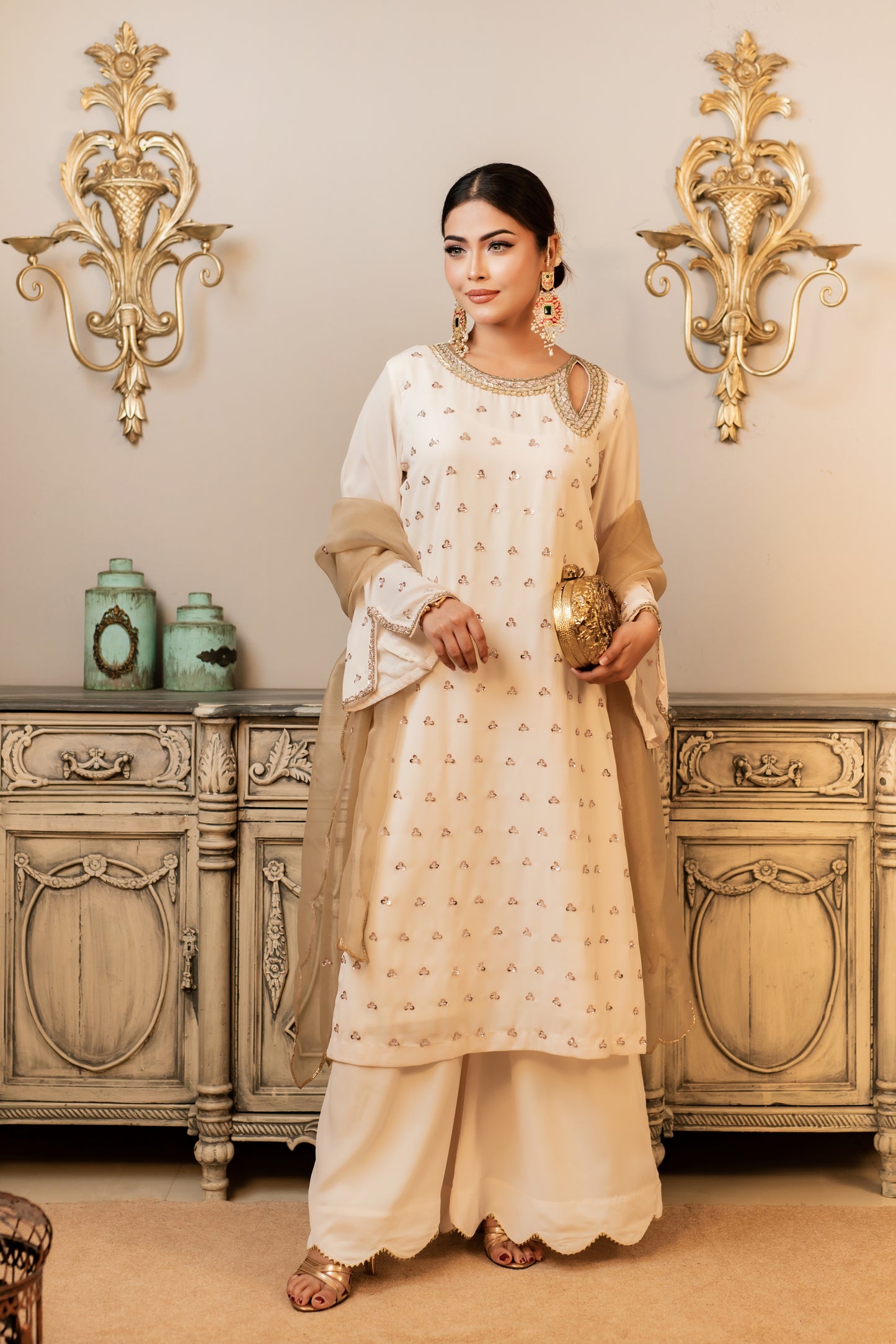 Ivory Elegance Kameez Pant Set