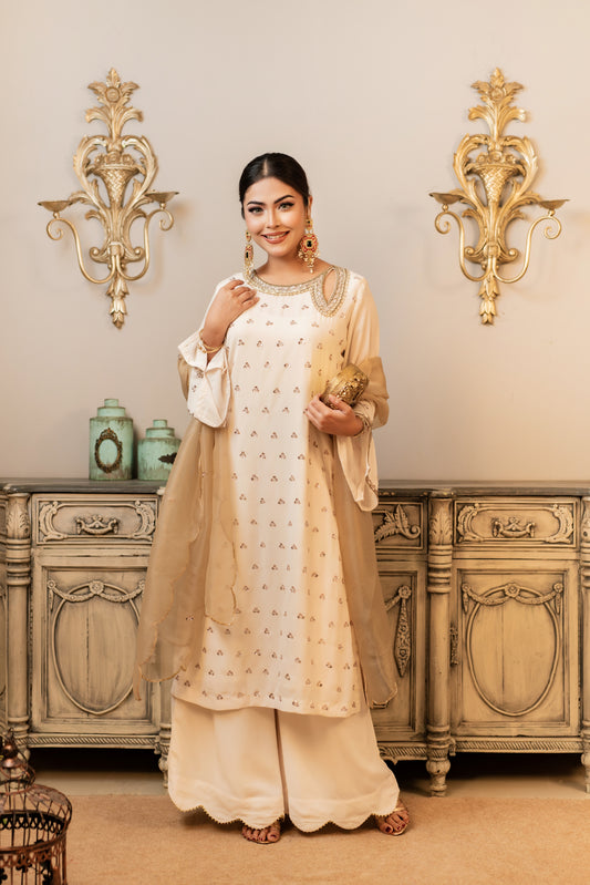 Ivory Elegance Kameez Pant Set