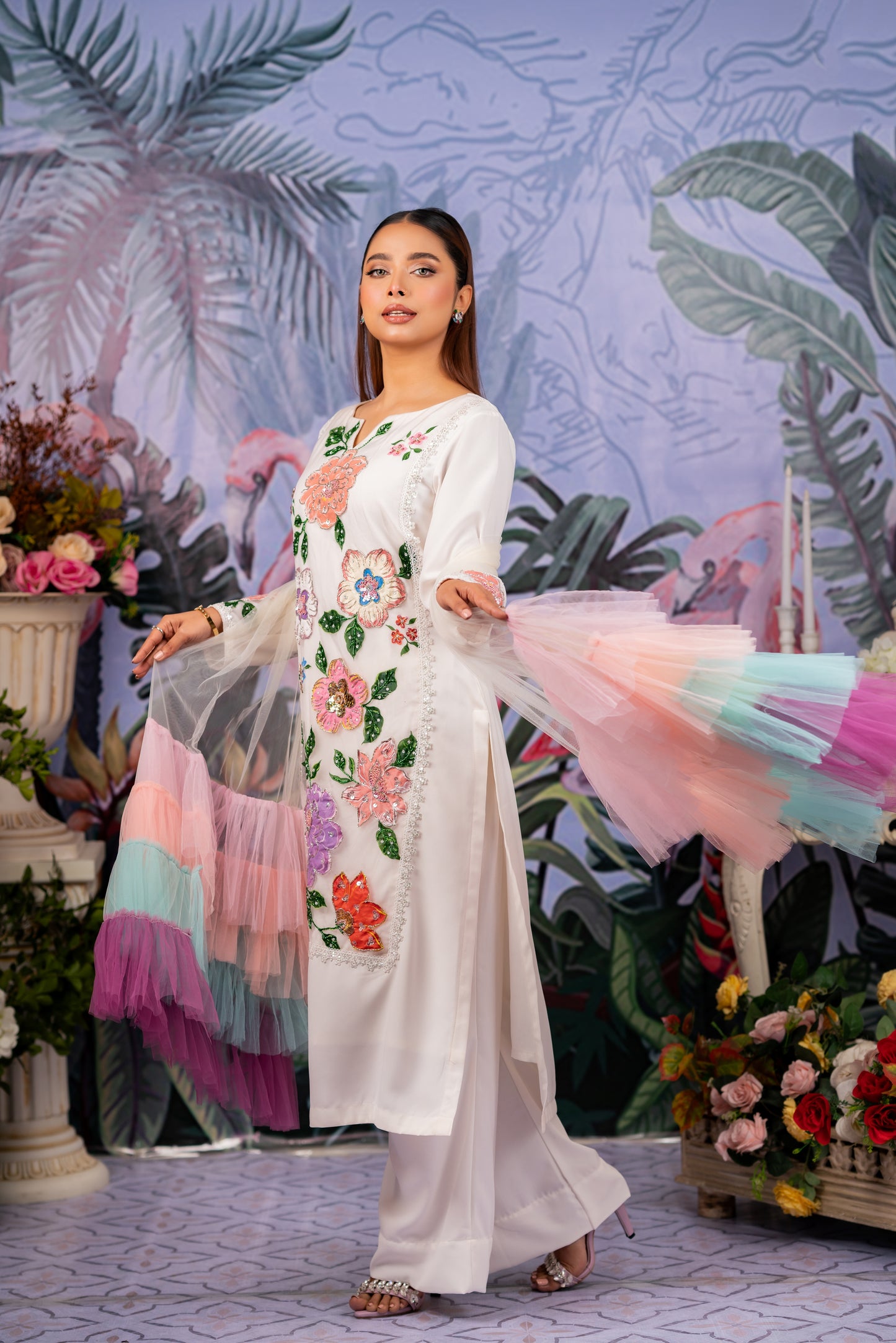Floral Bloom Handpainted Kameez