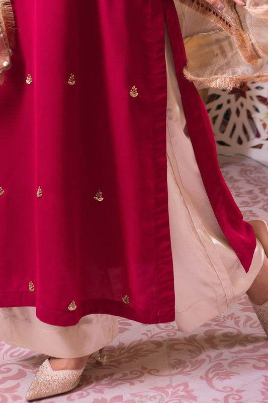 Beige Loose Straight-Cut Satin Pants