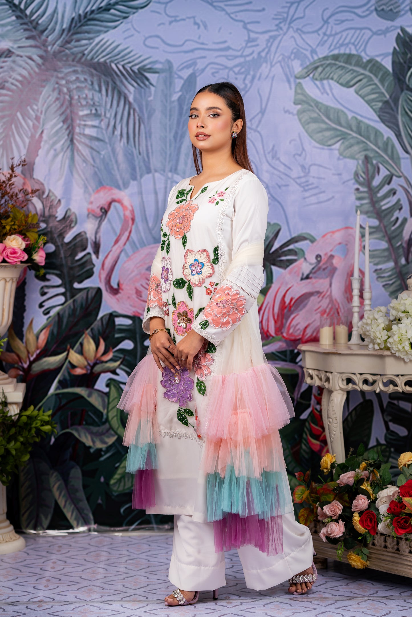 Floral Bloom Handpainted Kameez