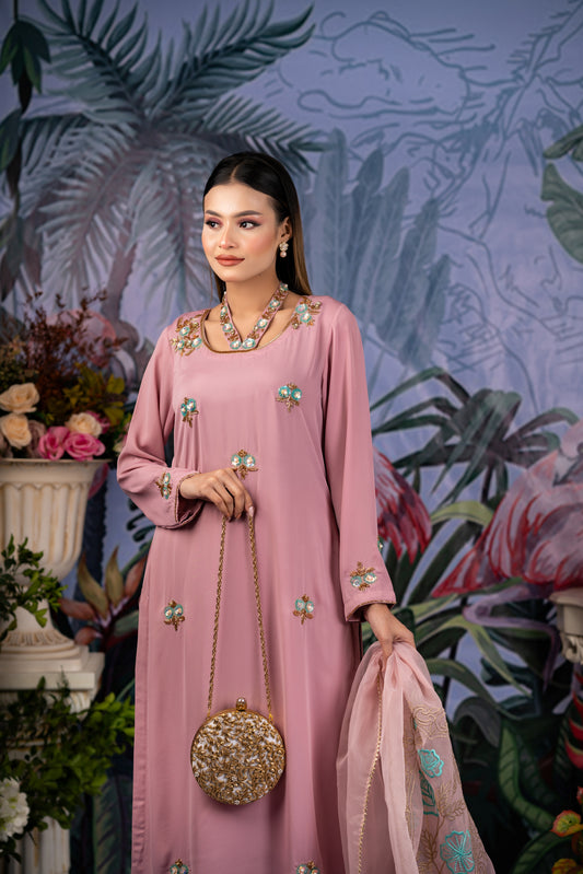 Blush Pink Embellished Shalwar Kameez Set