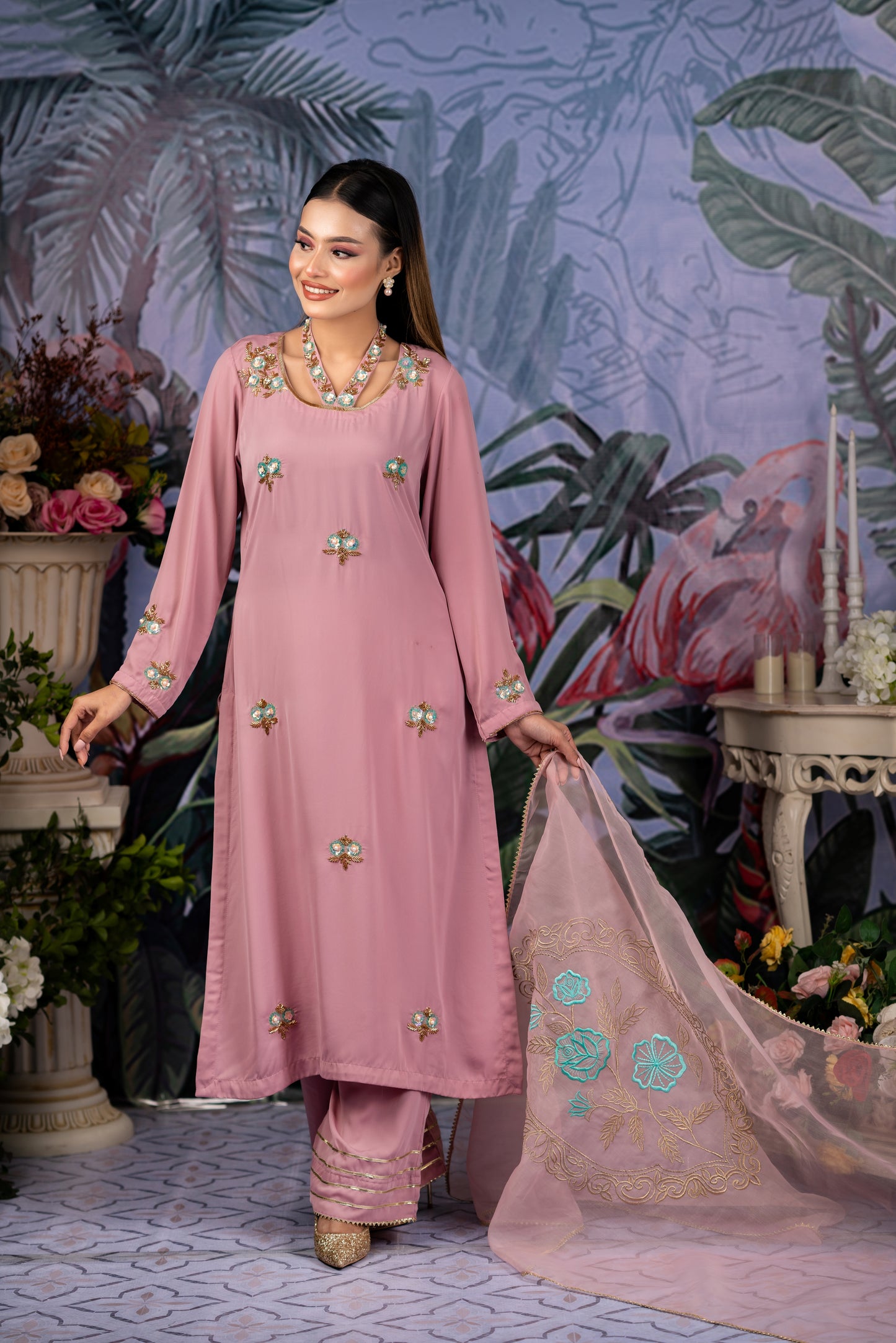 Blush Pink Embellished Shalwar Kameez Set