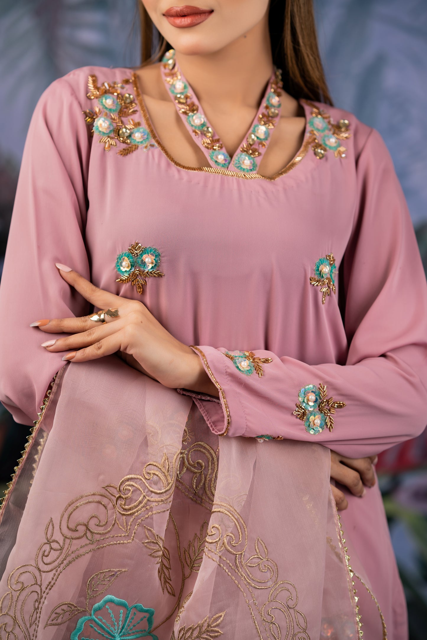 Blush Pink Embellished Shalwar Kameez Set