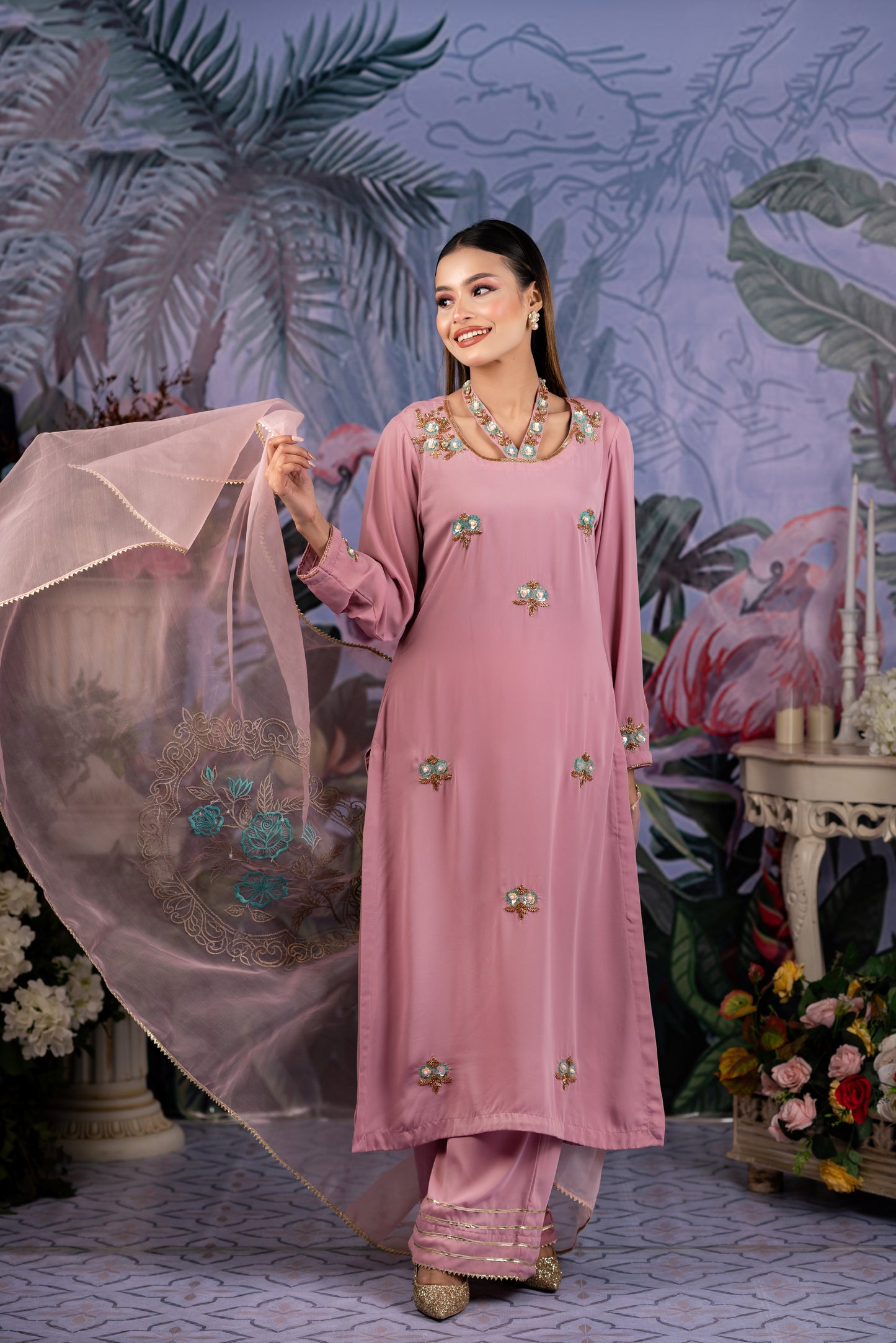 Blush Pink Embellished Shalwar Kameez Set