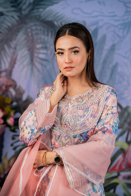 Pastel Floral Embroidered Kameez