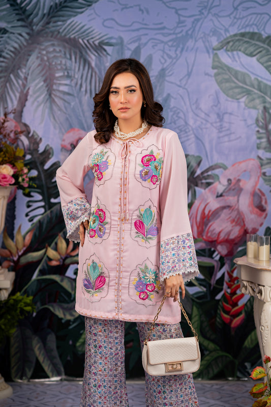 Pastel Floral Embroidered Co-Ord Set