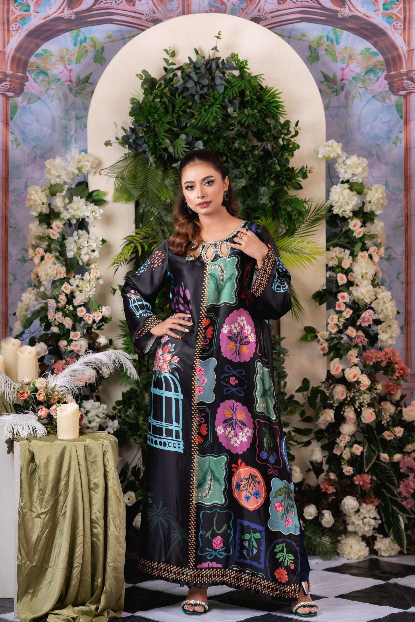 Midnight Bloom Long Kameez And Pant