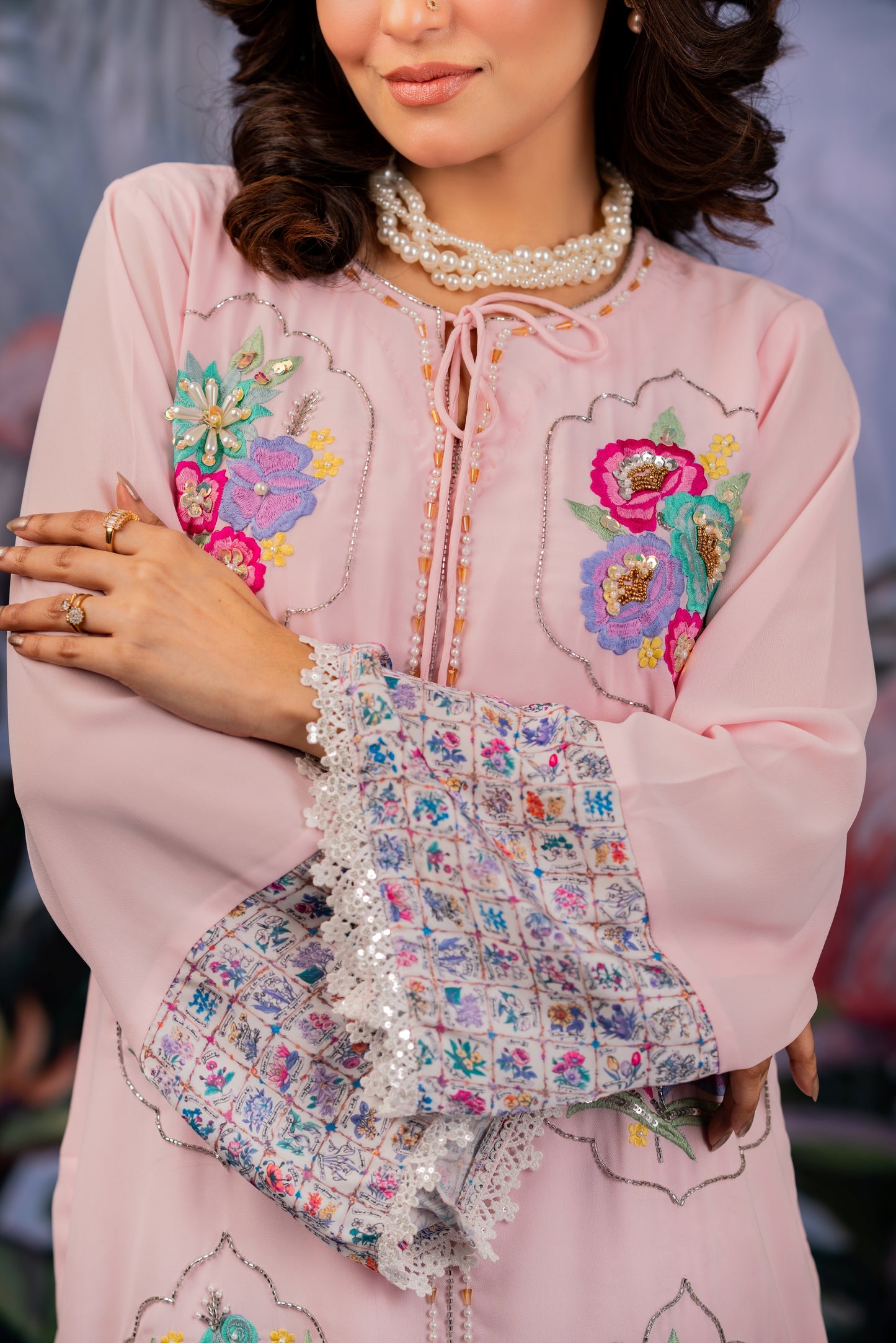 Pastel Floral Embroidered Co-Ord Set