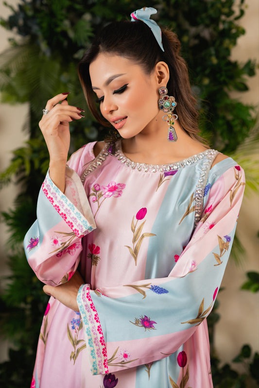 Pastel Blossom Long Kameez And Pant