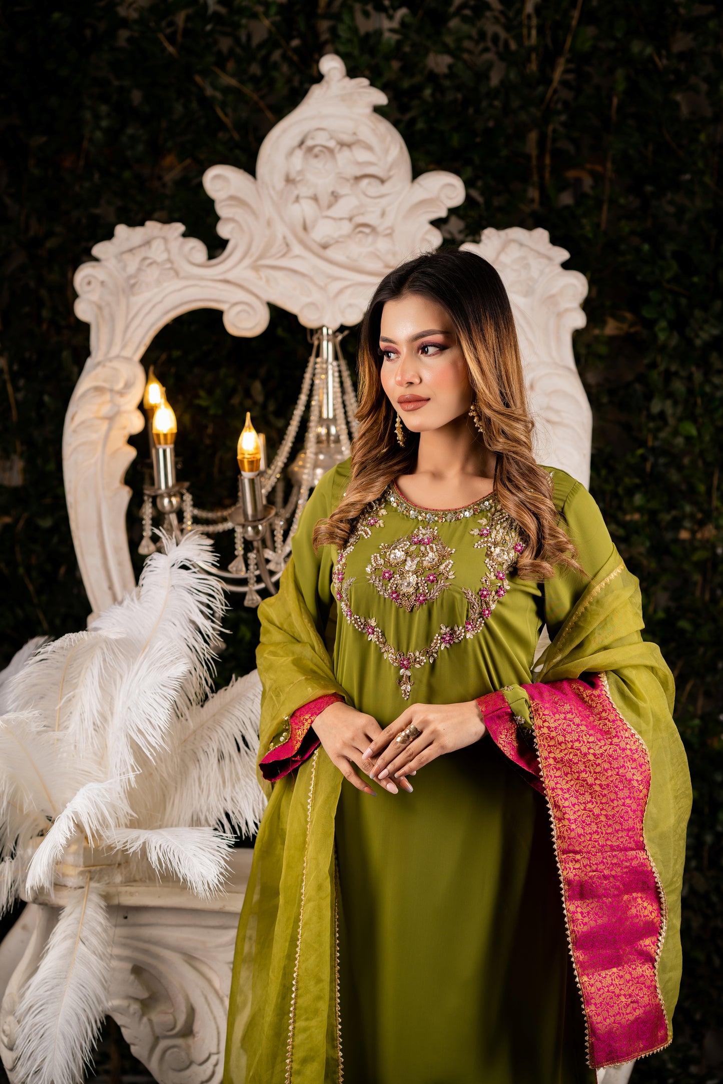 Olive Elegance Shalwar Kameez Set