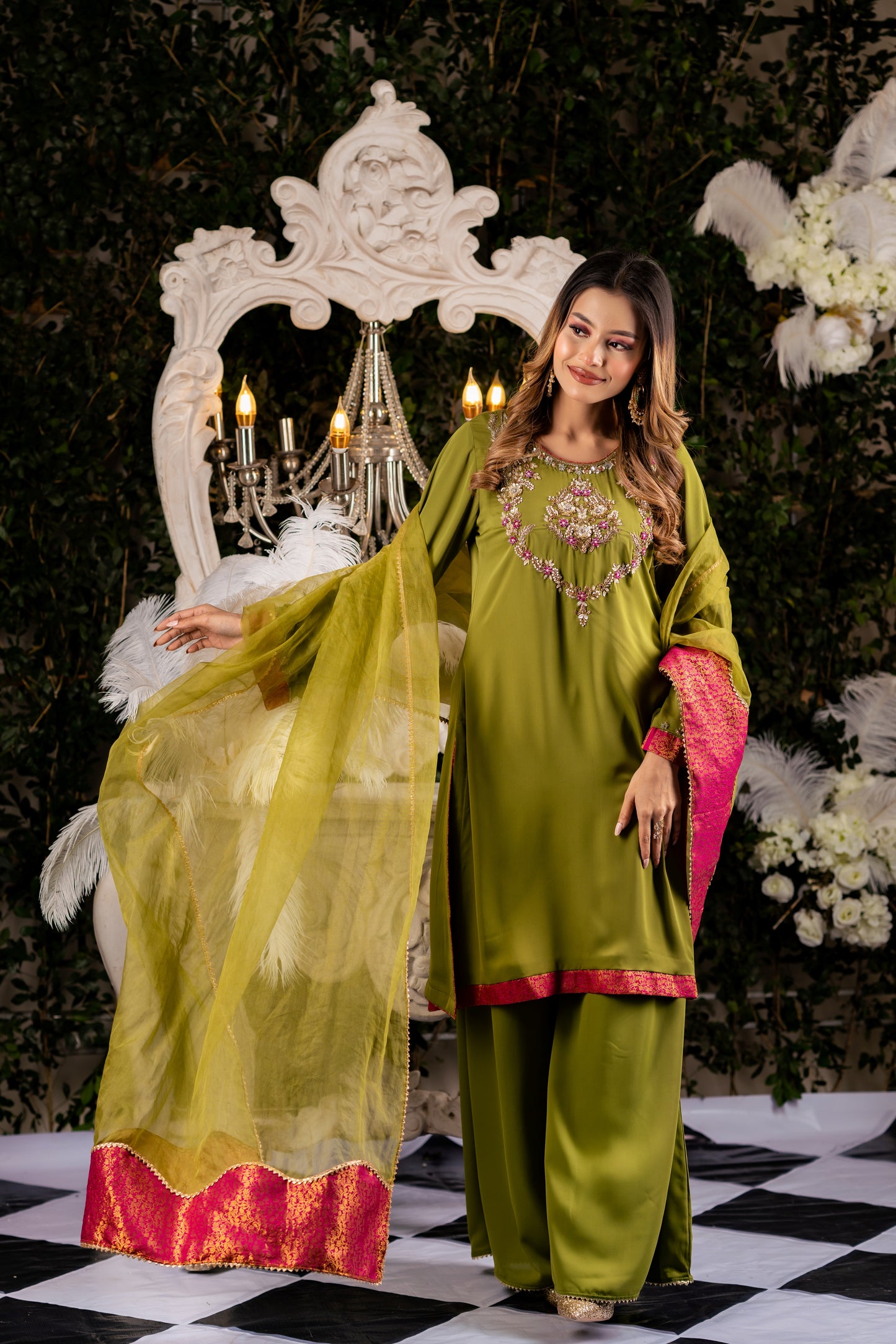 Olive Elegance Shalwar Kameez Set