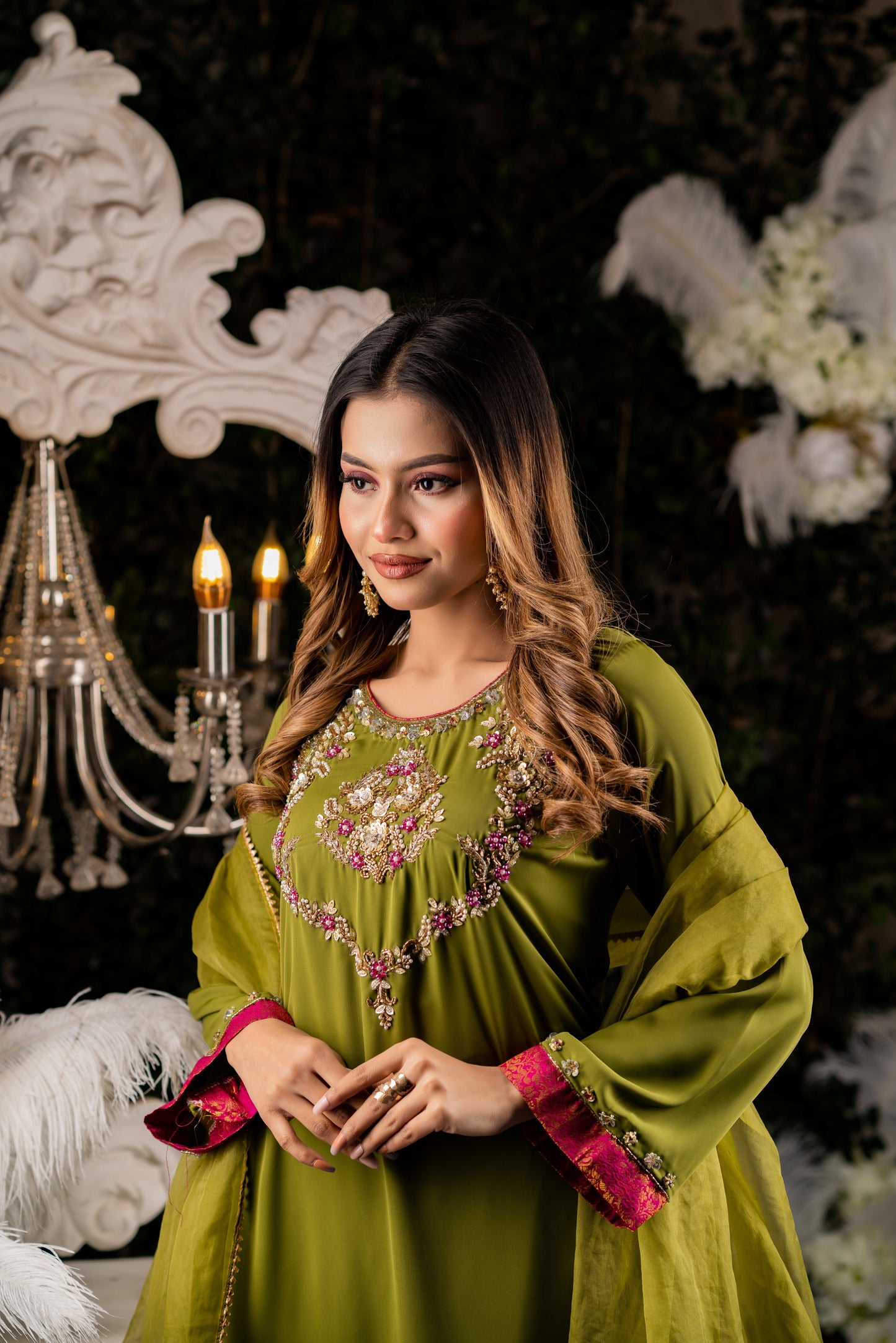 Olive Elegance Shalwar Kameez Set