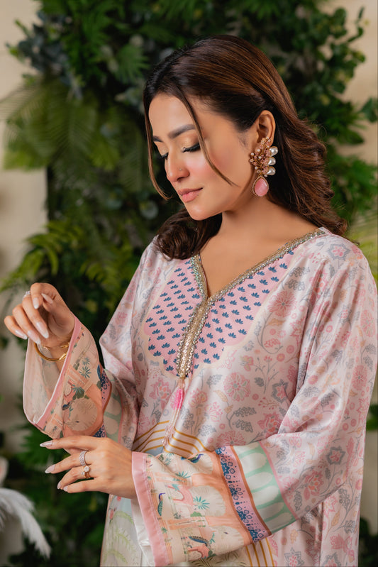 Blush Elegance Ensemble Long Kameez And Pant