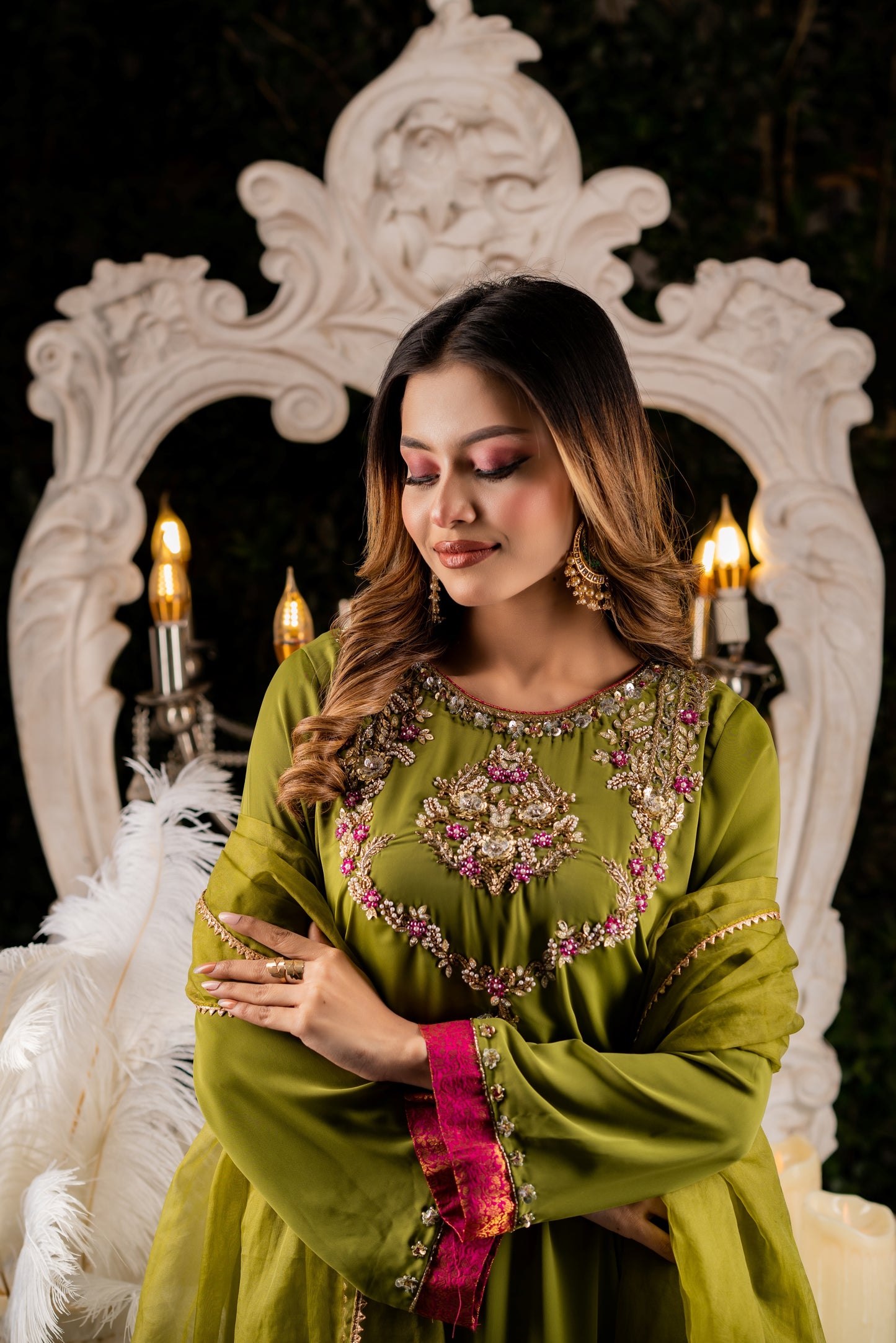 Olive Elegance Shalwar Kameez Set