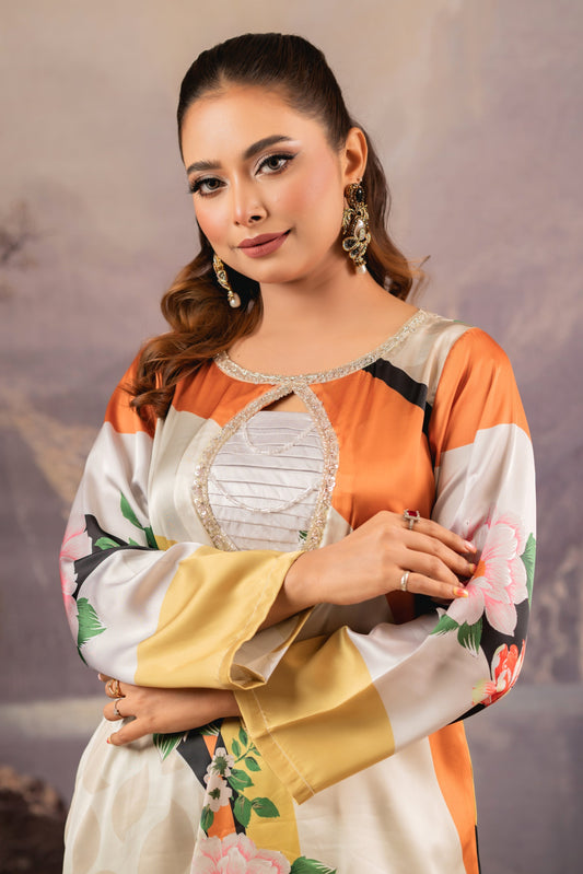 Sunset Bloom Kameez Long Kameez And Pant