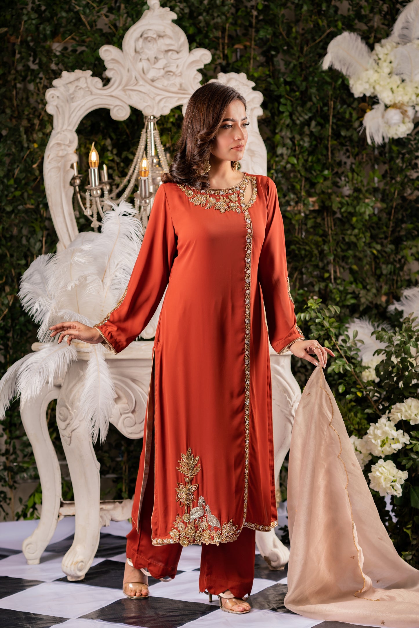 Regal Rust Shalwar Kameez Set