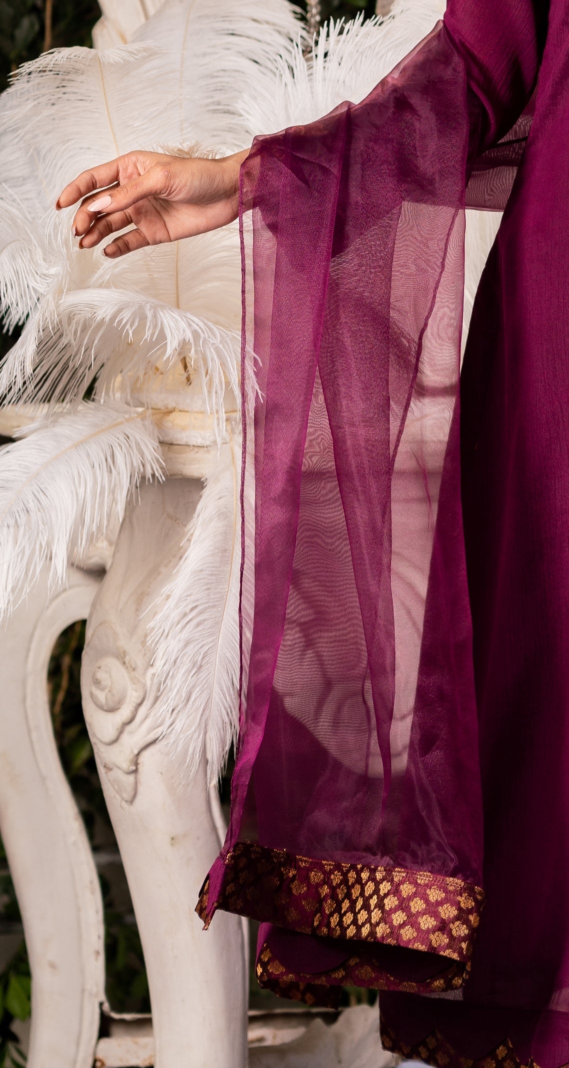 Sheer Plum Embroidered Dupatta