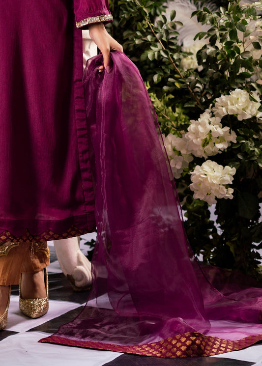 Sheer Plum Embroidered Dupatta