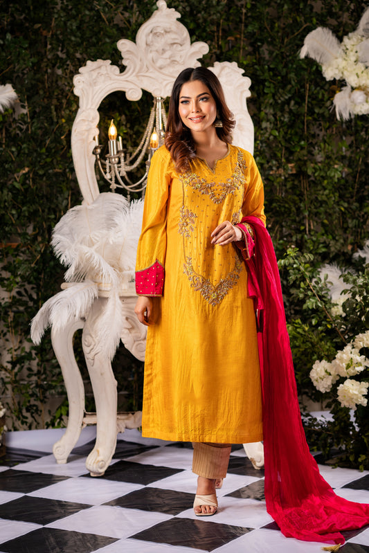 Sunlit Mustard Embellished Kameez