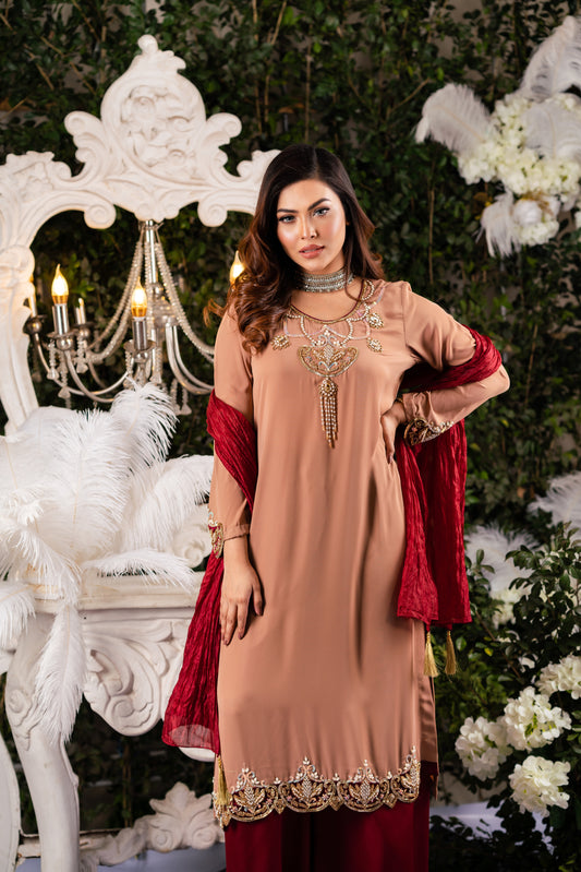 Sweet Brown Karchupi Kameez