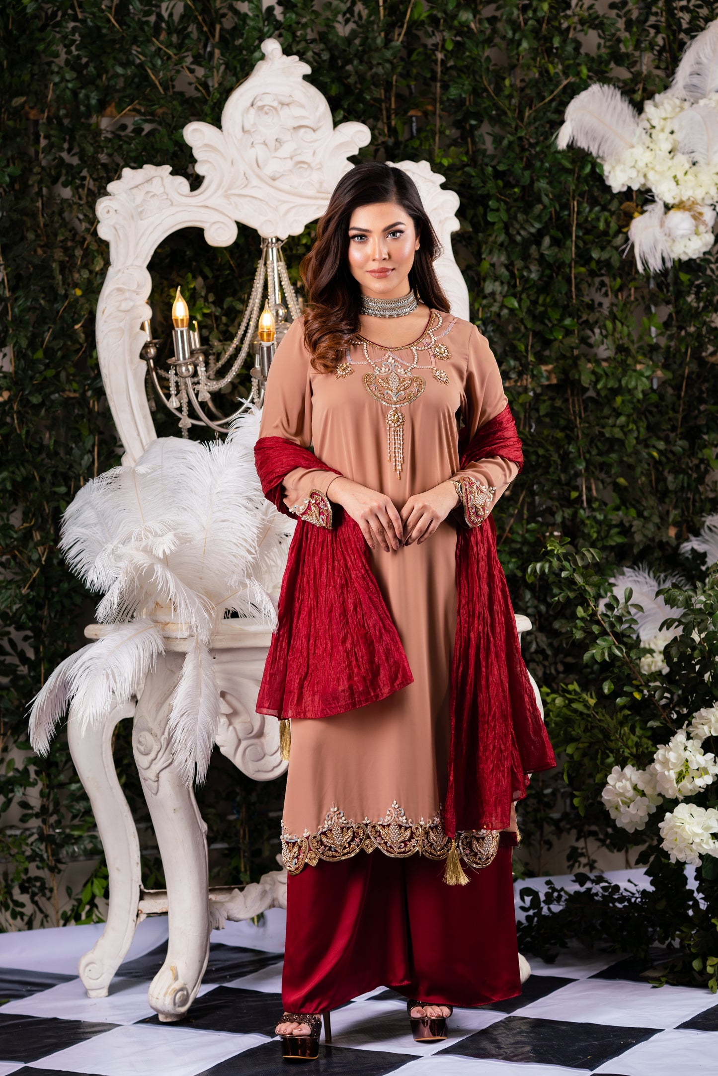 Sweet Brown Karchupi Kameez