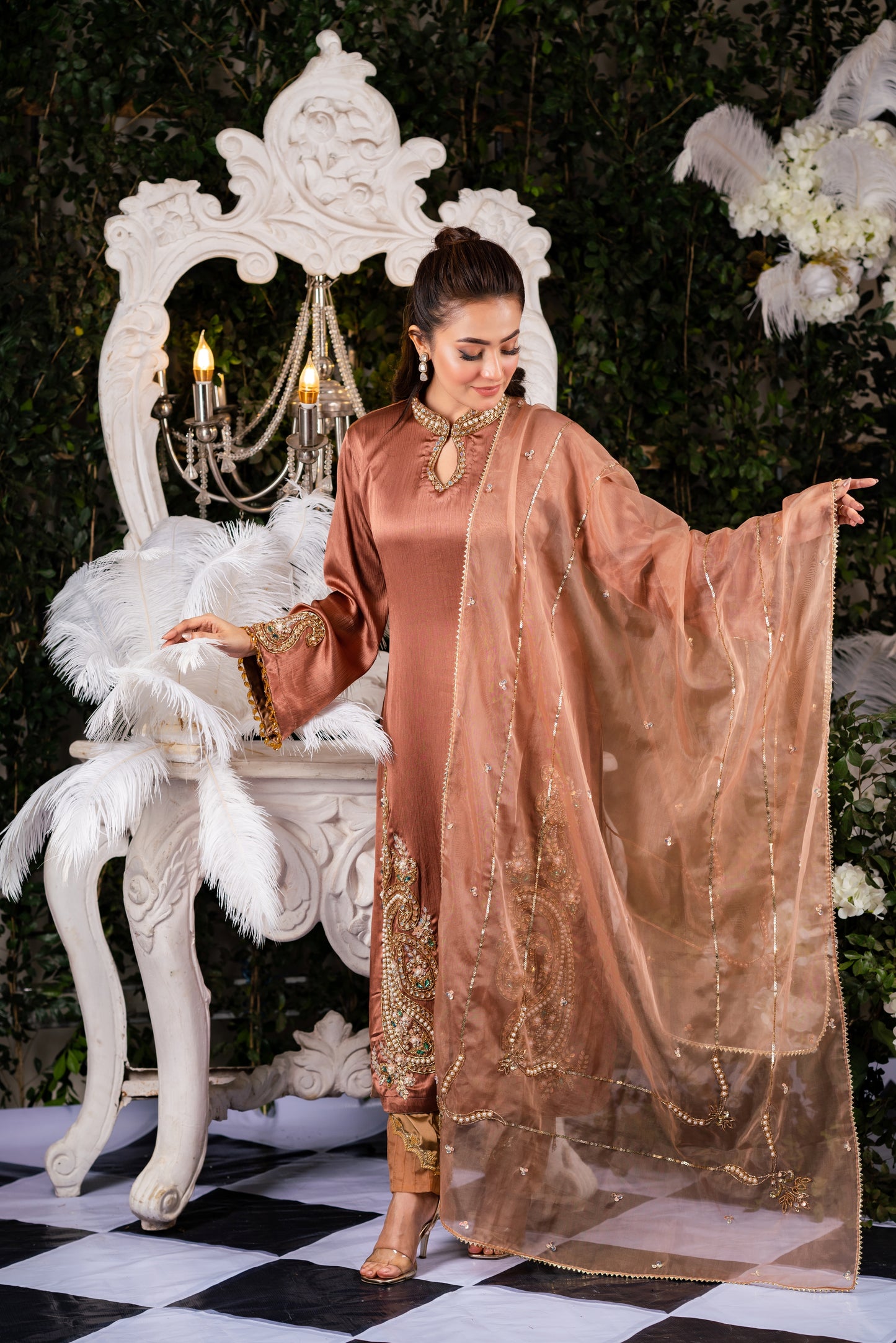 Copper Embellished Kameez
