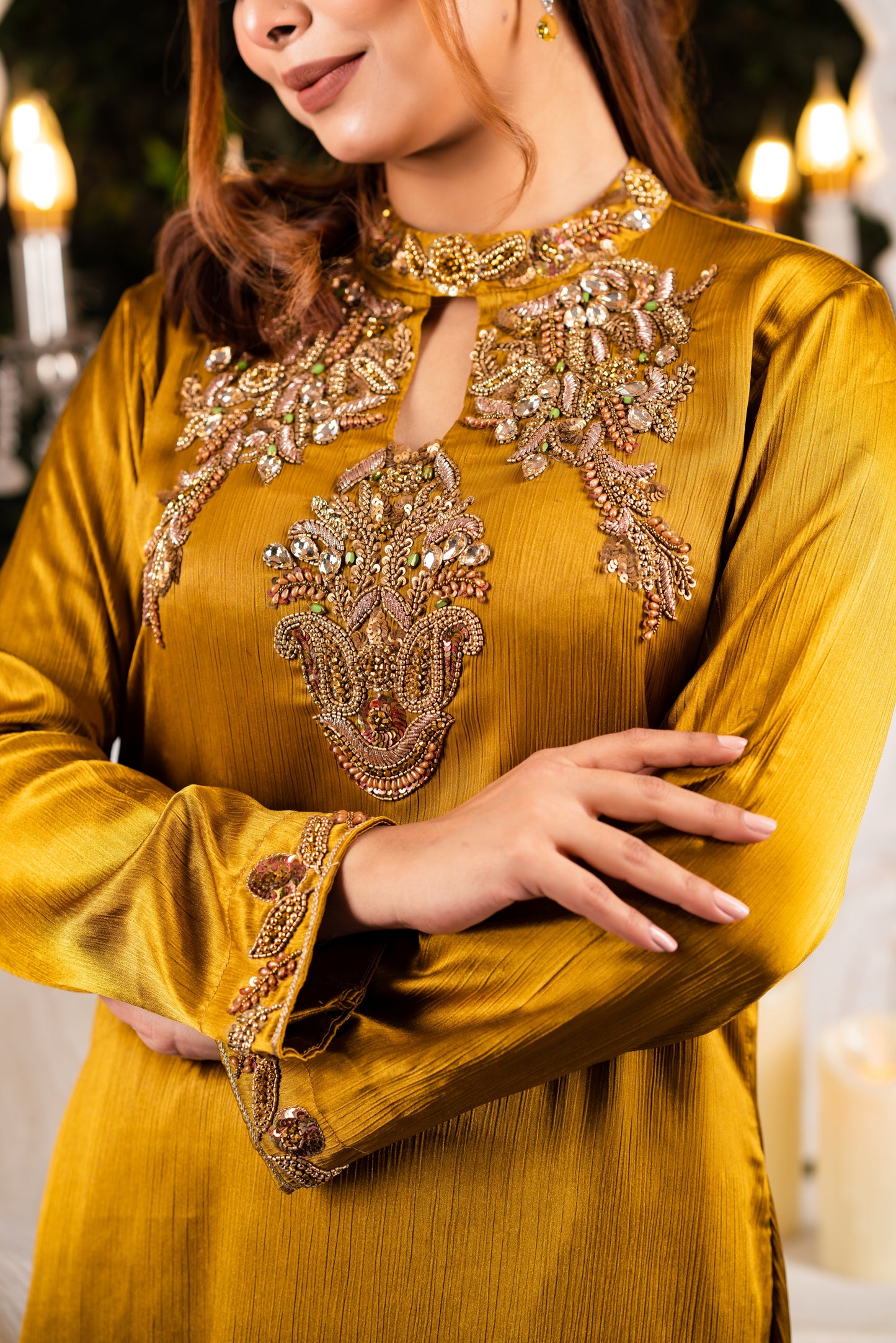 Golden Mustard Karchupi Kameez