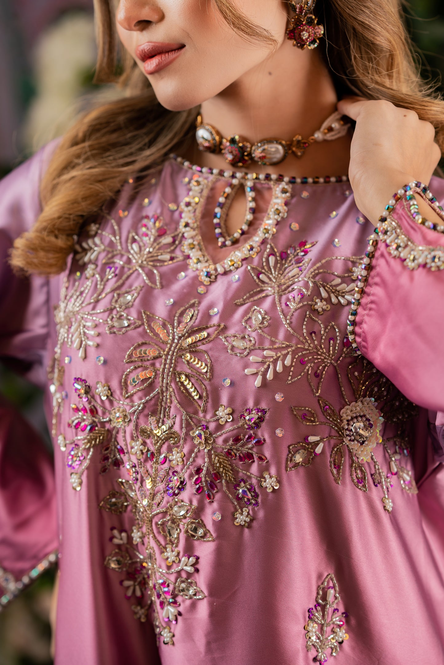 Lavender Ombre Glamour Kameez And Pant Set