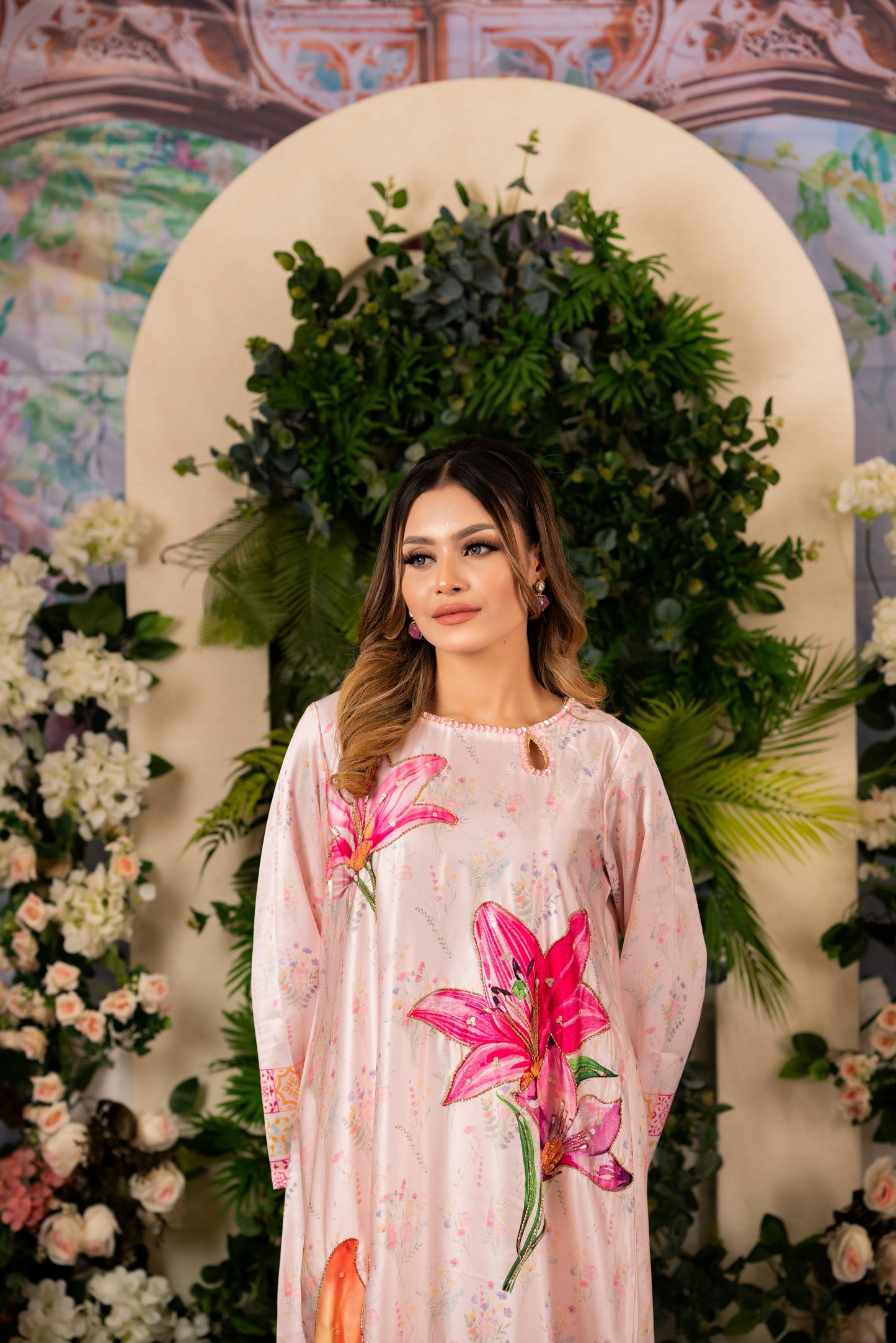 Floral Serenity Long Kameez And Pant
