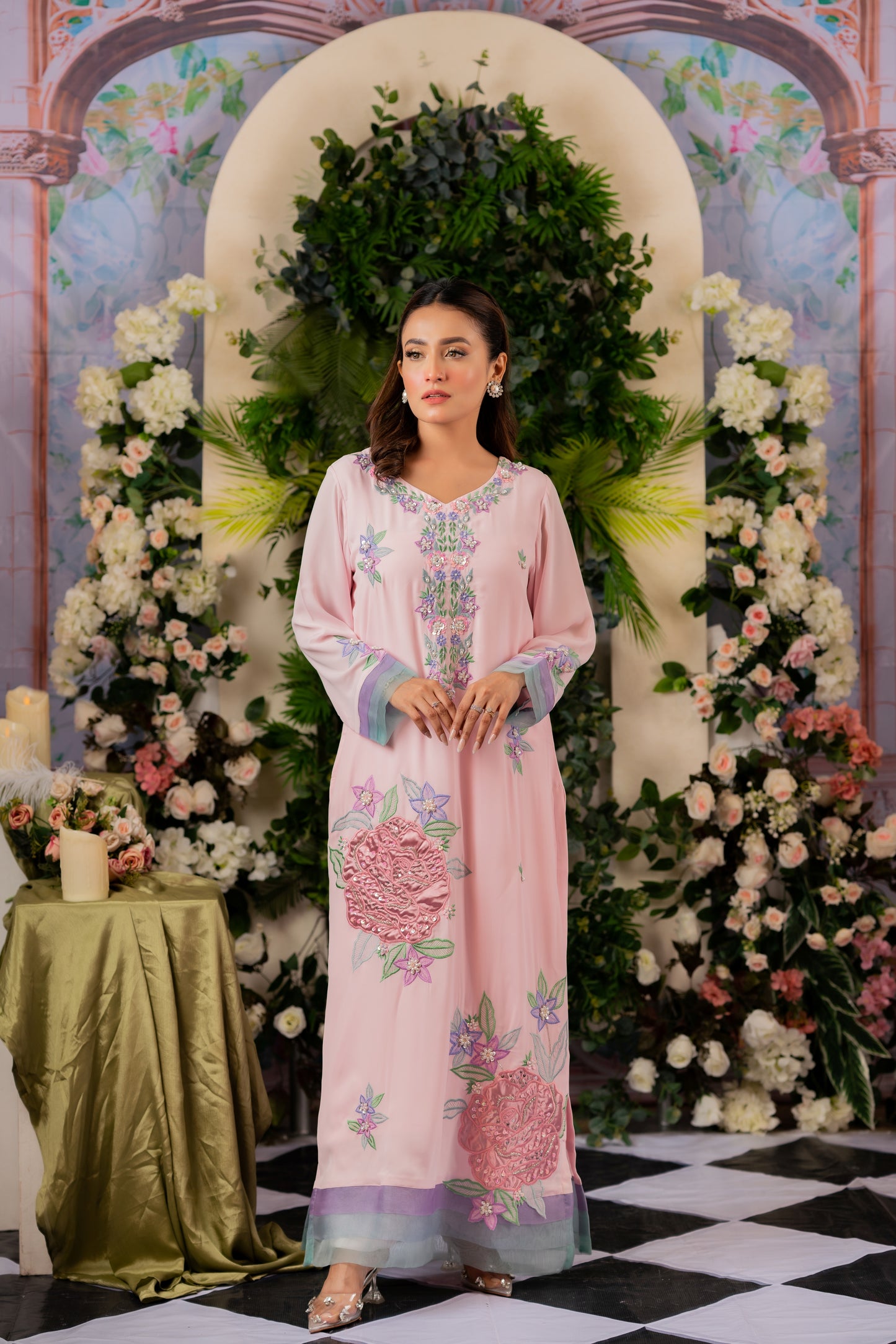 Blush Pink Floral Elegance Three -Piece Set