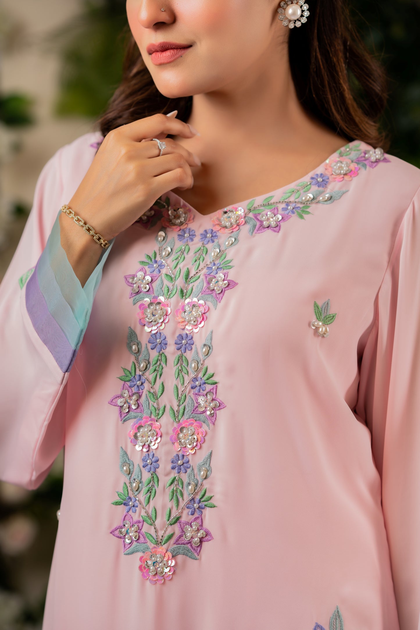 Blush Pink Floral Elegance Three -Piece Set