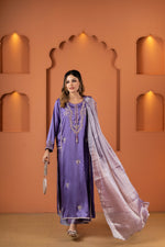 Lavender Luxe Embroidered Silk Kameez And Pant Set