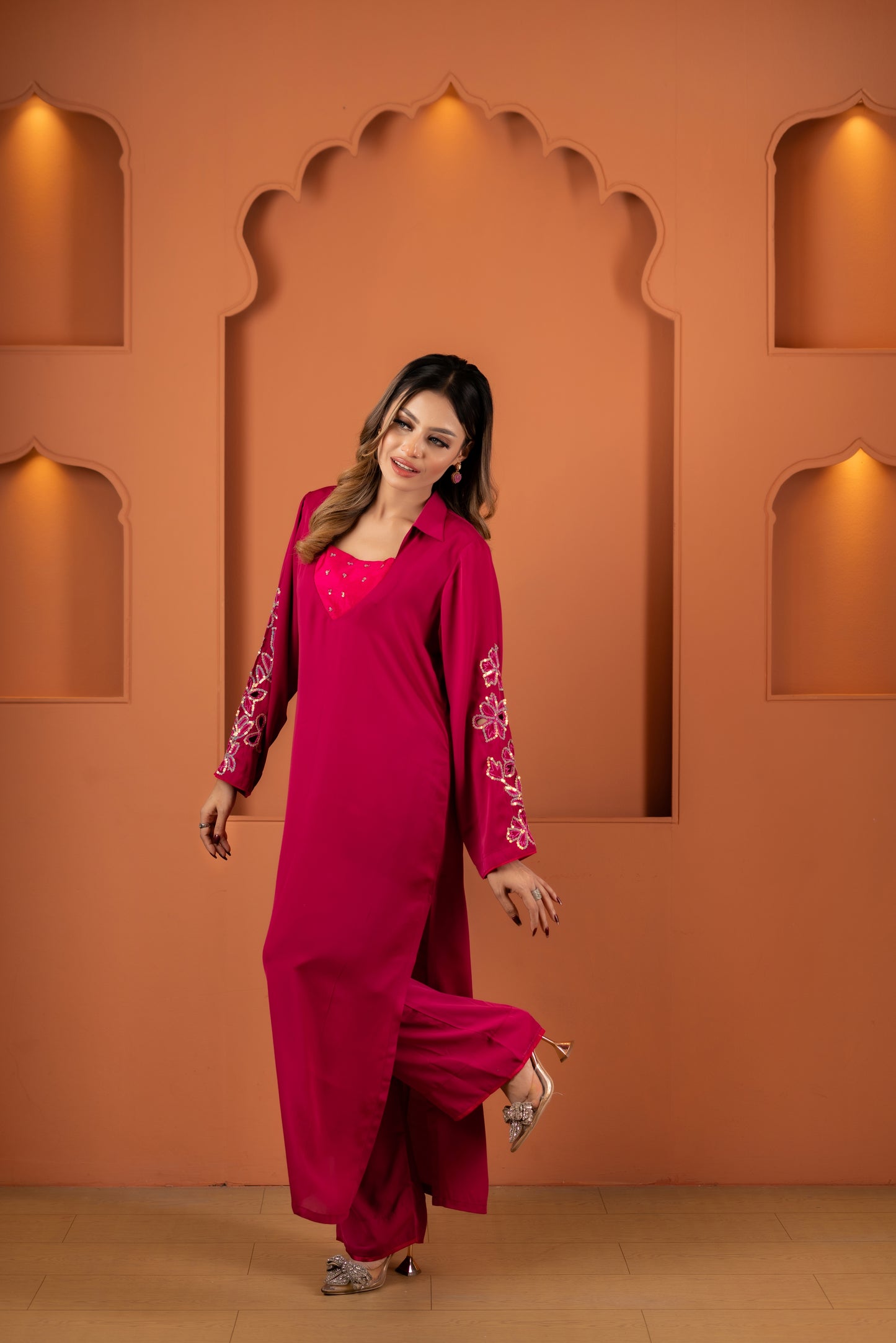 Radiant Ruby Ensemble Kameez And Pant