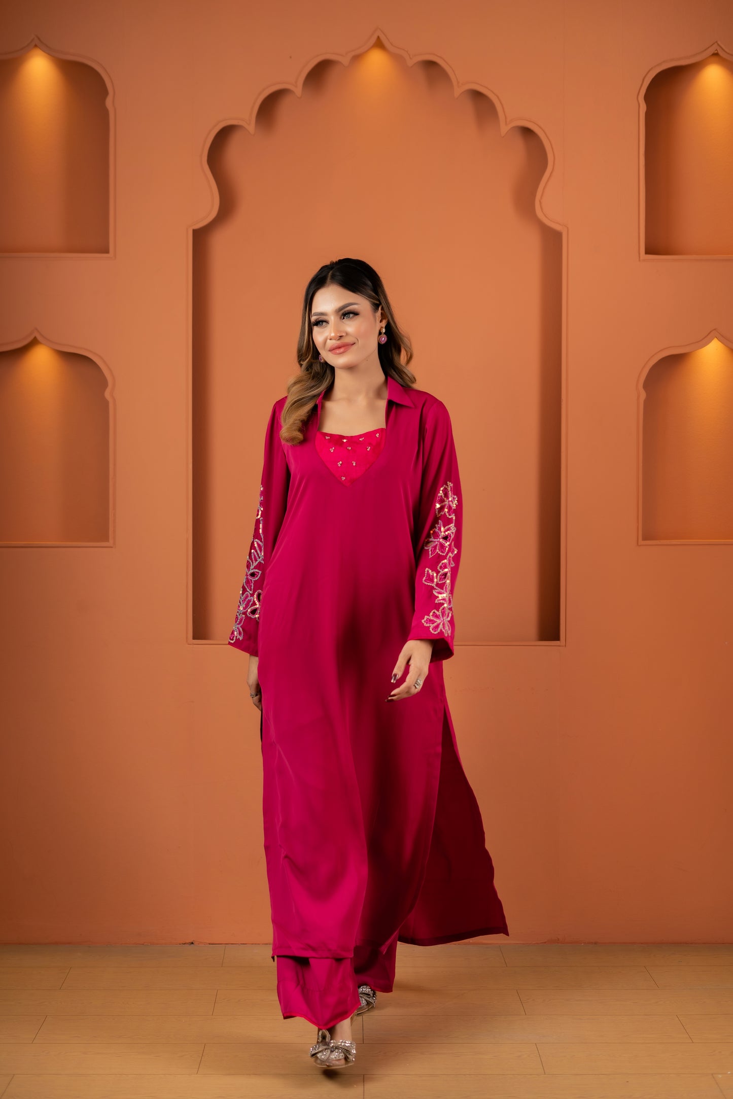 Radiant Ruby Ensemble Kameez And Pant
