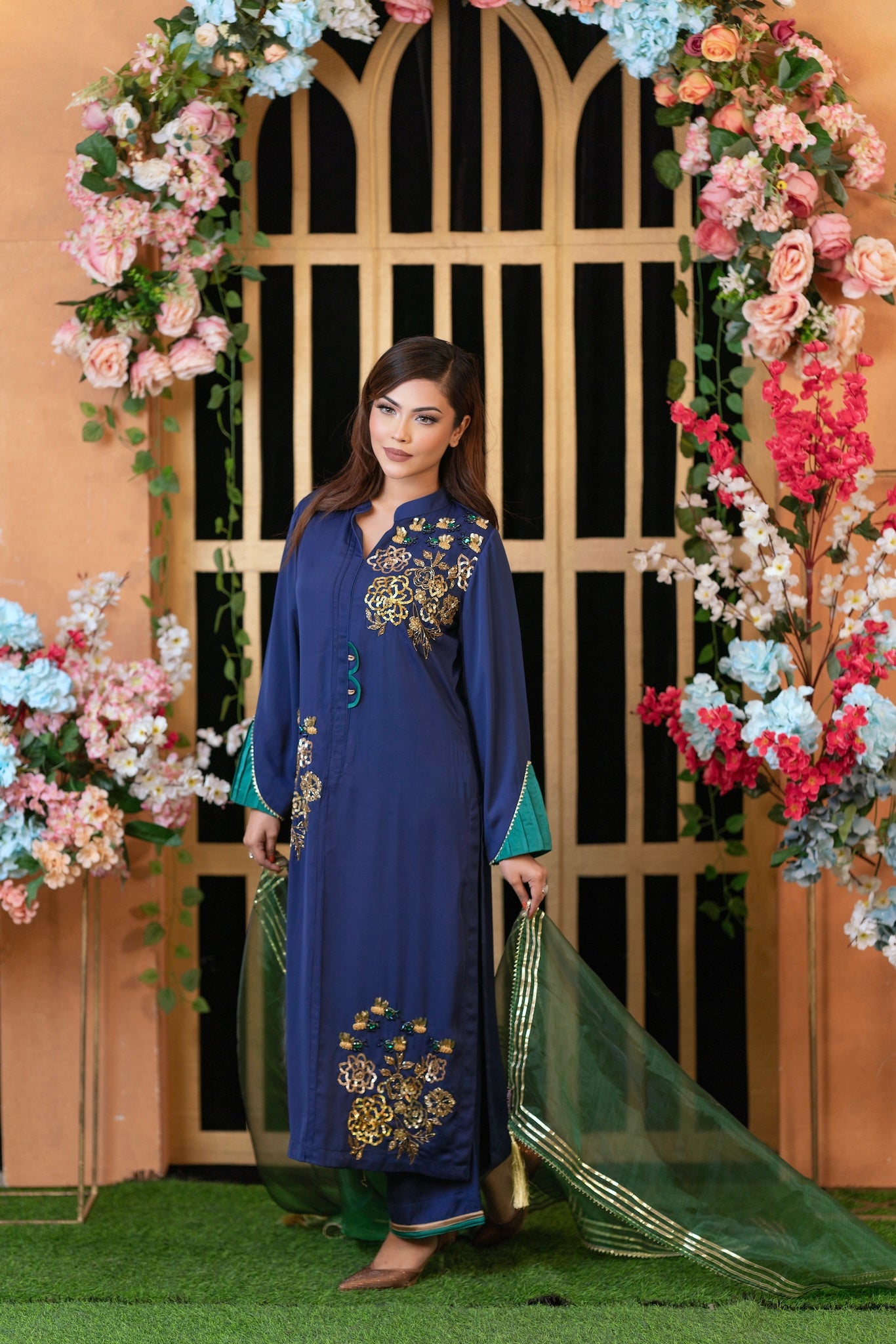 Royal Blue Kurti and Pant Set