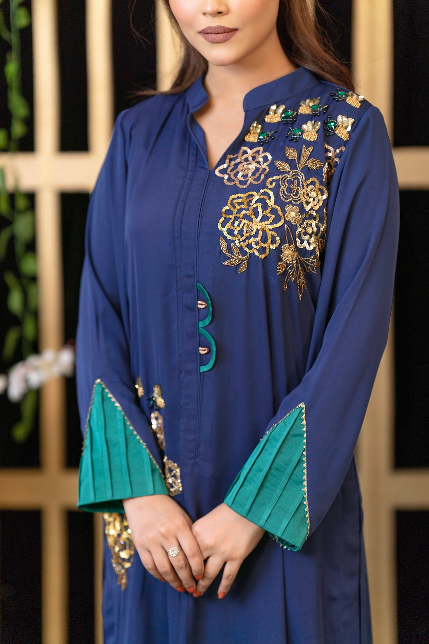 Royal Blue Kurti and Pant Set