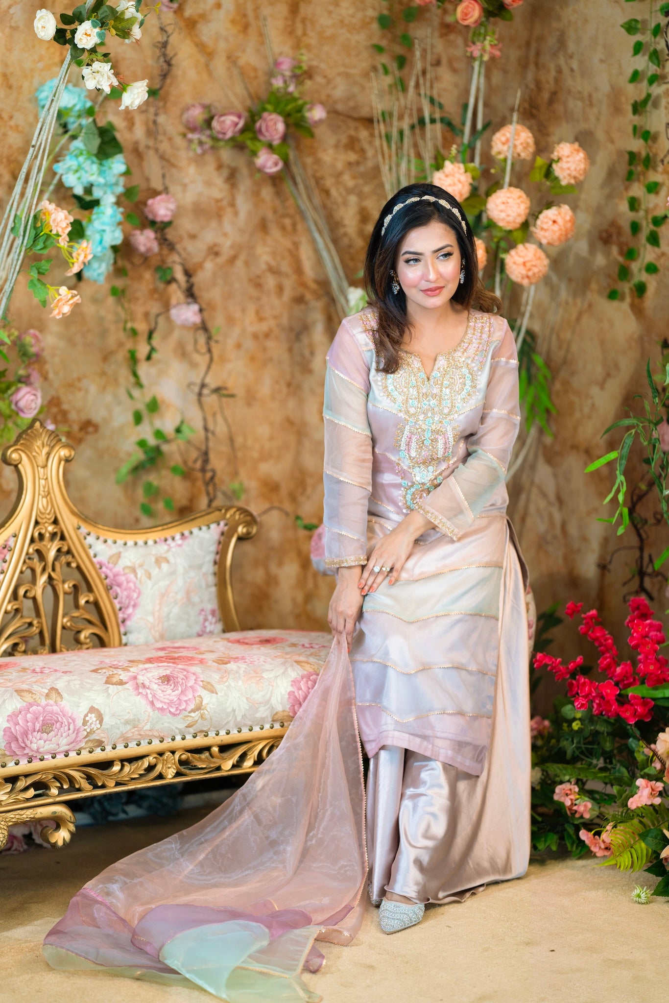 Pastel Elegance Embroidered Ensemble Set